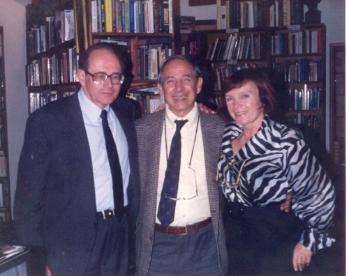Nobel Laureate Gerald Edelman, Director of the Neurosciences Institute, with U.C. Berkeley philosopher John Searle with Mrs. Searle