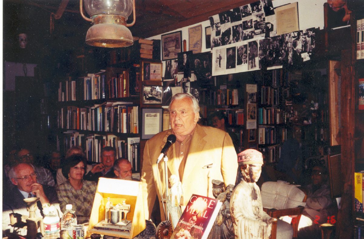Gore Vidal, March l998, with noted South African playwright Athol Fugard in audience